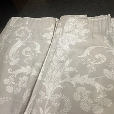 LOVELY HUGE LAURA ASHLEY DOVE GREY JOSETTE CURTAINS 88 X 88 In