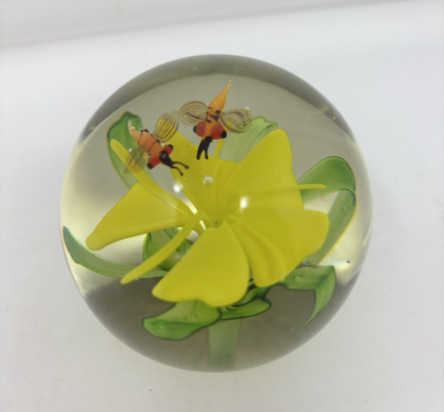 Art glass paperweight - paperweight, yellow