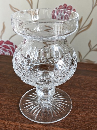 Vintage cut crystal glass vase - cut,