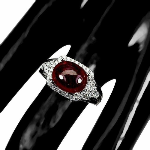 Silver ring ruby - ring, red