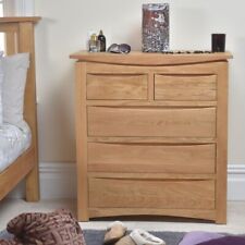 2 Over 3 Chest Of Drawers  Solid Oak 5 Drawer Bedroom Furniture - Crescent Oak 