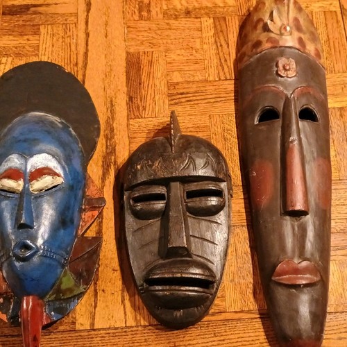 Lot african tribal carved - 3,