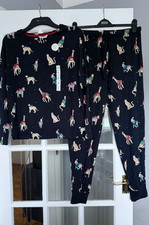 BNWT M&S ladies pure cotton Xmas animal pyjamas - S (8-10) M (12-14)