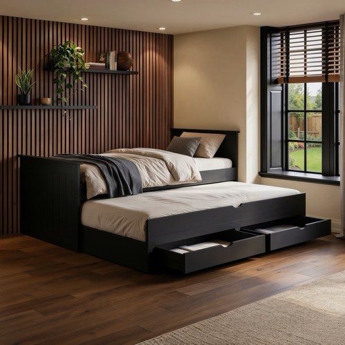 Black guest bed pull out - guest,