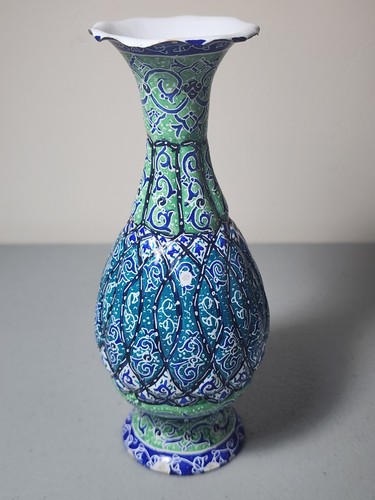 Persian minakari enamel vase - minakari,