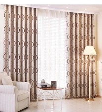 2-Panel Coffee Brown Striped Curtains 66x72in Modern Living Room Window Drapes