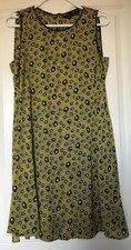 Zara Basic Sleeveless Mustard Yellow And Navy Dress Medium