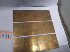 Brass Sign Plaque x 3