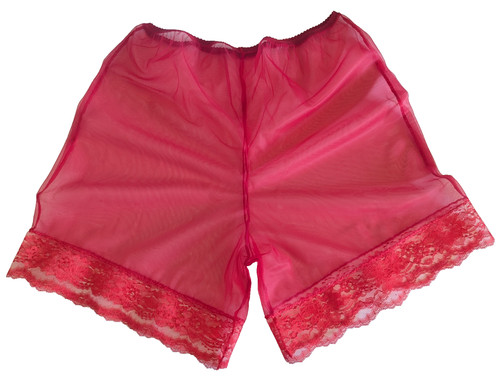 Red sheer nylon pettipants - sheer,