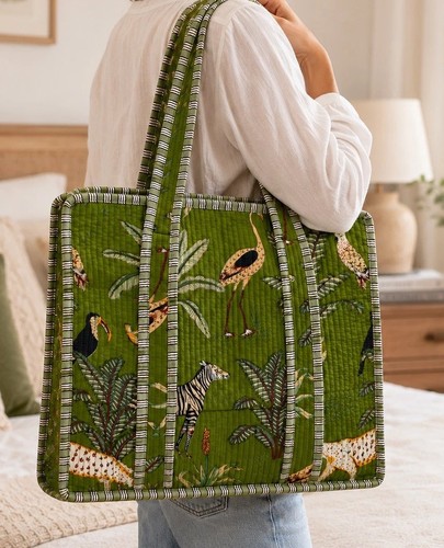 Quilted cotton jungle print - cotton,