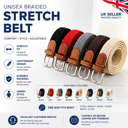 Unisex braided stretch - stretch, belt