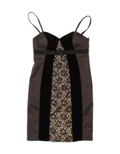 DEBUT Womens Sleeveless Bodycon Dress UK 14 Medium Black Floral Polyester Y204