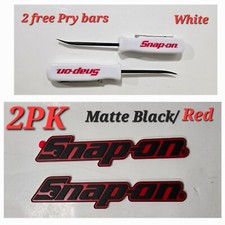 2PK SNAP ON TOOL BOX LOGO EMBLEM MATTE RED Plastic Badge Decal 8" NW+ 2 Prybars!