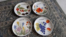 4 Vintage Nuova Ceramica Vicenza Decorato A Mano Hand Painted Plates. 4 Seasons.