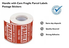 Handle With Care Fragile Parcel Labels- Postage Stickers Permanent Self-Adhesive