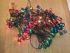 Vintage Christmas 80 x coloured fairy lights with "Victorian Lantern" shades