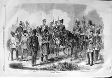 Original Old Antique Print 1859 Austrian Siers Uhlans Chasseurs Dragoons Guards