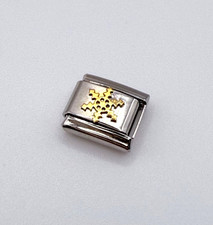 Classic 9mm Italian Charm Bracelet  One Link Golden Snowflake Fits Nomination