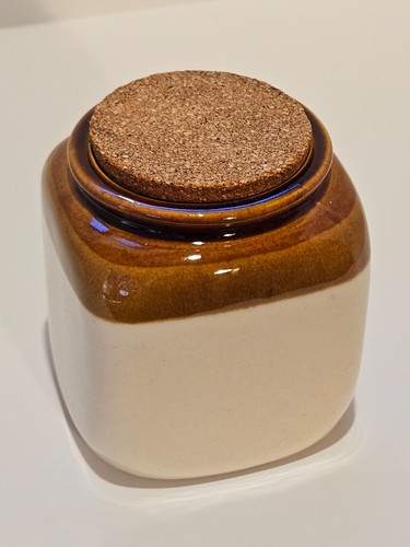 Vintage square salt glazed jar