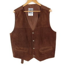 Vintage Brown Suede Western Waistcoat Gilet Vest Size XL (V2270)