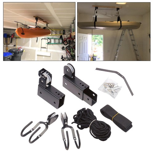 Bike lift pulley system garage - bike,