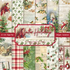 12PCS 6" Christmas Theme Paper Pad Scrapbooking Card Making Junk Journal Crafts