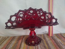 Ruby Red Amberina Glass Banana Boat (Westmoreland)