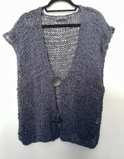 Barbara Speer Blue/ navy Sleeveless Cotton ribbon Knit Sleeveless Top Waistcoat 