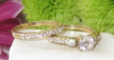 Gold ring set ladies cz three