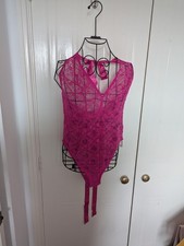 Ladies Hot Pink Stretch Lace