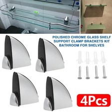 4pcs Glass Shelf Bracket Adjustable Polished Chrome Wall For Shelves Bathroom f