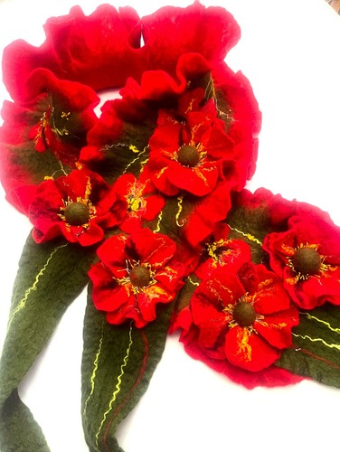 Hand felted art scarf - hand, -art