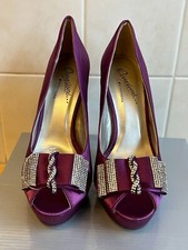 Purple platform heels, Occasions By Casandra Size 6 Diamante bow  peep toe drag