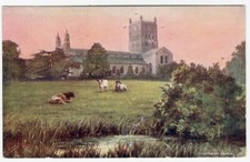 Tewkesbury Abbey Gloucestershire Raphael Tuck & Sons Old Oilette Art Postcard