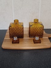 Set Of 2 Vintage Square Amber