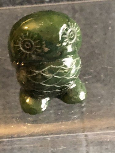 Dark green stone owl - dark,