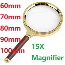 60/70/80/90/100mm 15x Magnifying Glass Handheld Aid Big Large Reading Jewelry