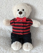 Handmade Striped Red/Black Waistcoat, black trousers & Bowtie -Build a bear size