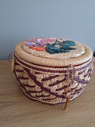 Vintage rattan sewing box - vintage,