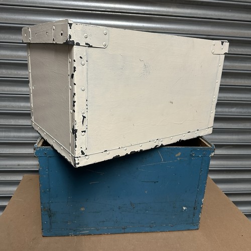 Two wooden storage boxes - boxes, metal
