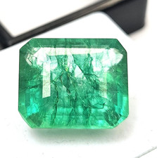 Emerald Colombian 12+ Ct Natural Emerald Cut Certified Green Loose Gemstone