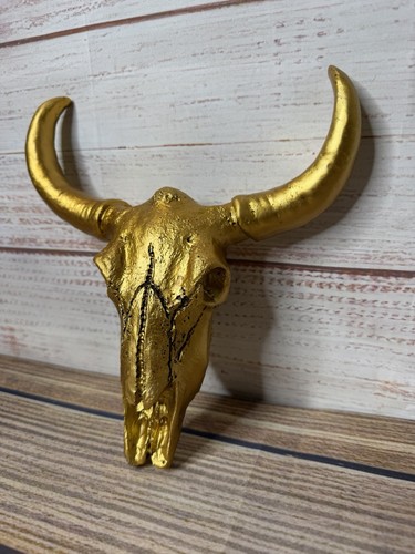 Gold bull skull - gold, wall