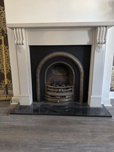 Cast iron fireplace with - cast,