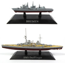 Set of 2 Warships 1:1250 WW1 + WW2 Diecast Military Model Boat Battleship WSL18