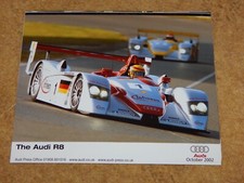 Genuine AUDI R8 RACING CAR #1   10" x 8" glossy press photo - October 2002