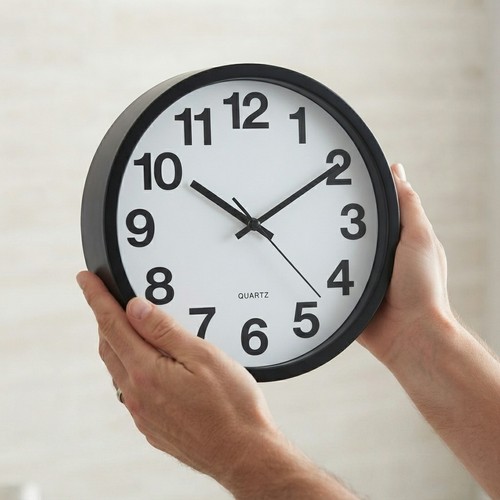 Black round wall clock - black,