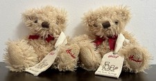 Hamleys “We Love to Hug” Beige 15cm Scruffy Teddy Bear with Bows & Tags Bundle