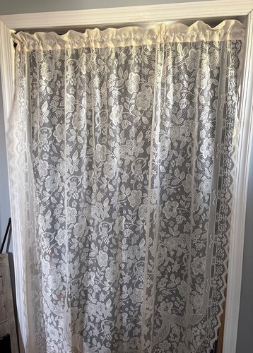 Cream lace curtain panel - panel, 58"
