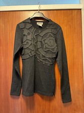 1991 YOHJI YAMAMOTO FELT PATCH WOOL JERSEY TOP CHARCOAL size M