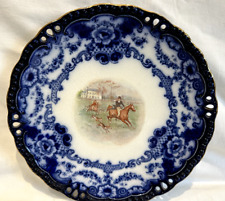 Antique Lincoln Bisto English Transfer plate Gold Rimmed 'Fox Hunt & Horses'